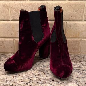 Penelope Chilvers Velvet Ankle Boots - Deep Burgundy